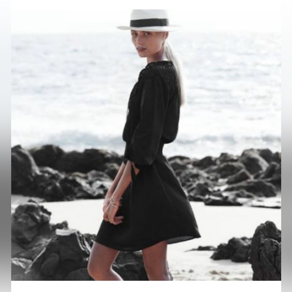 Light House by Lands' End Black Smocked Dress